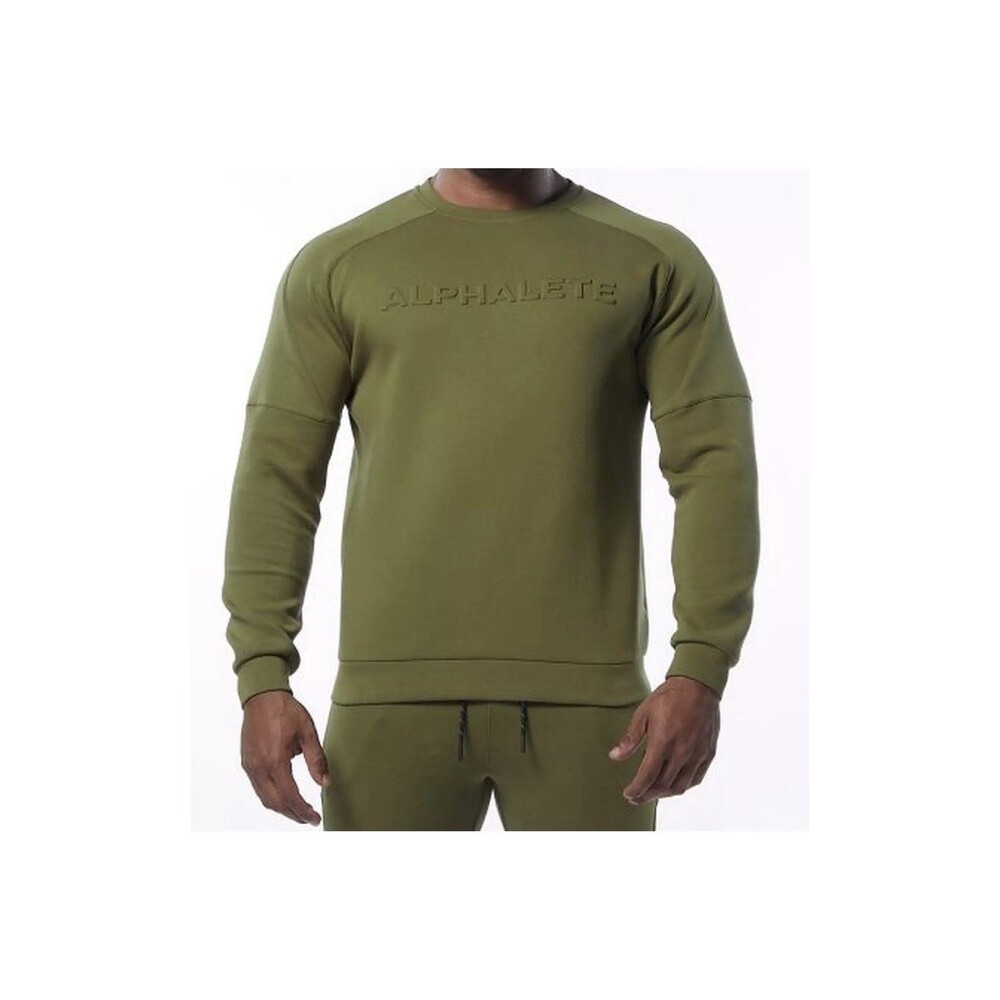 Alphalete ELMTS Long Sleeve Pullover - Olive , Size   Large